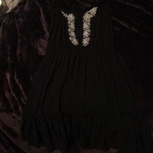 Black with white embroider dress